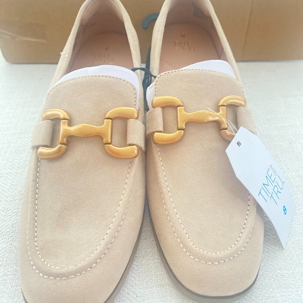 Time and Tru Women's Faux Leather Buckle Loafers